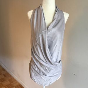 Helmut Lang gray silk cowl tank Sz P